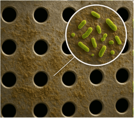Bacteria buildup before cleaning