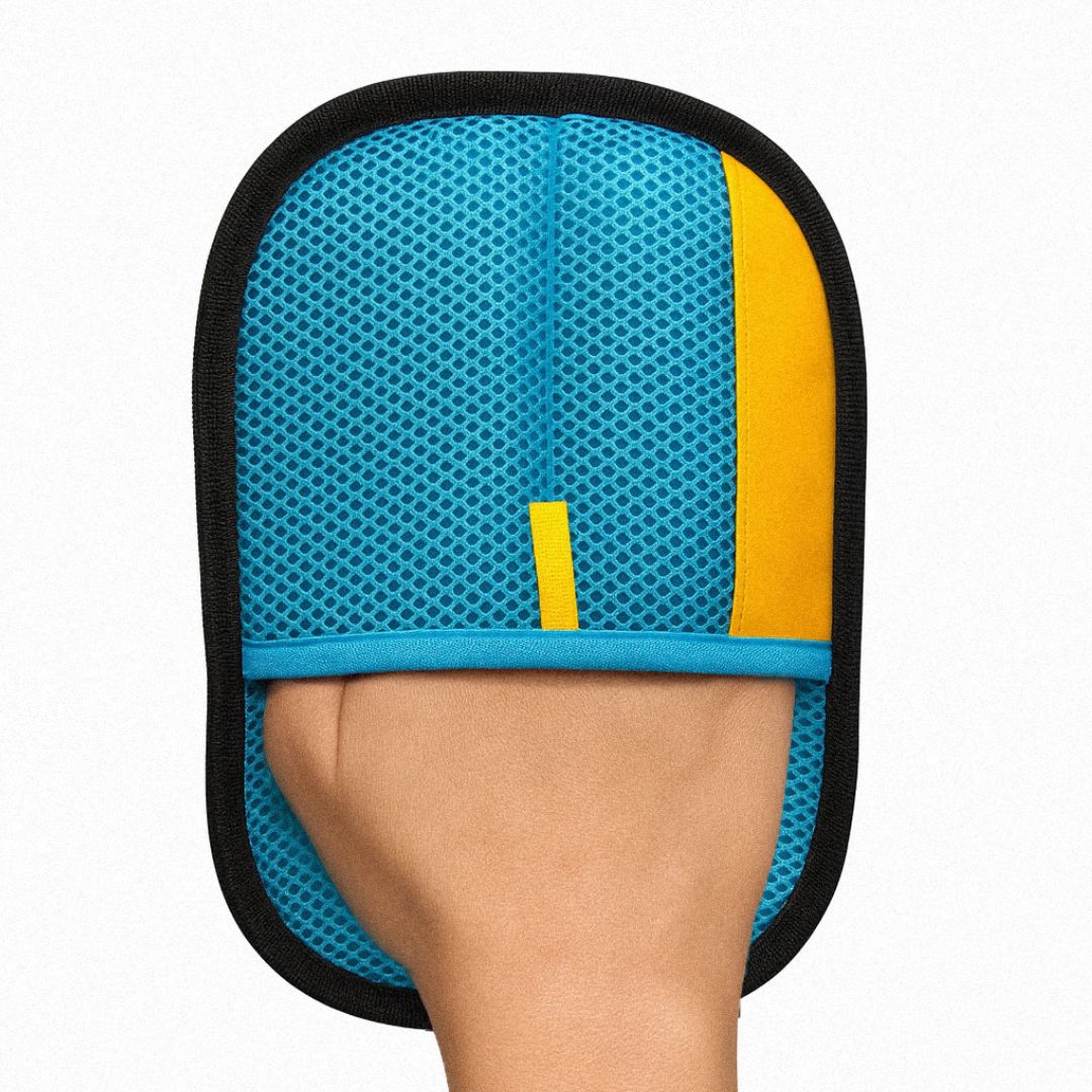 Pet hair remover glove on hand